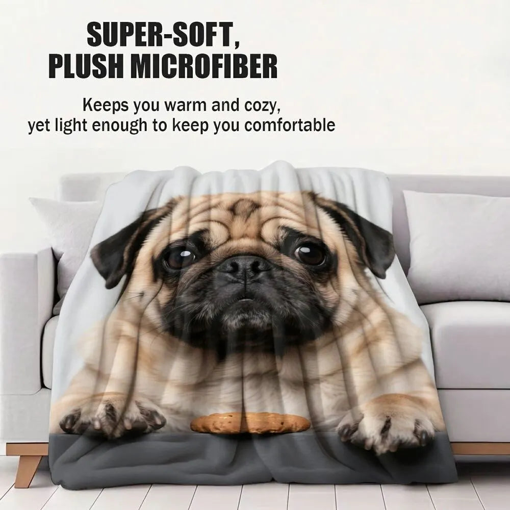 Pug with Cookie Multipurpose Throw Blanket