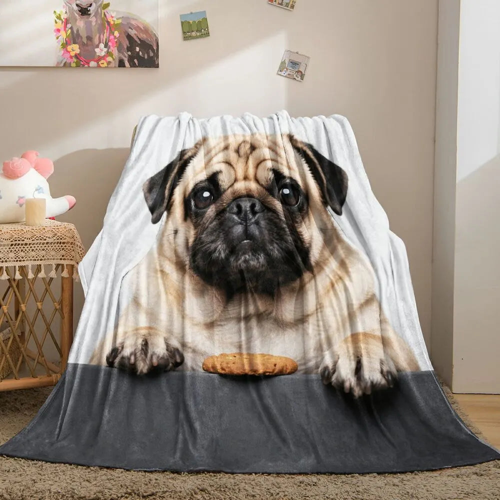 Pug with Cookie Multipurpose Throw Blanket