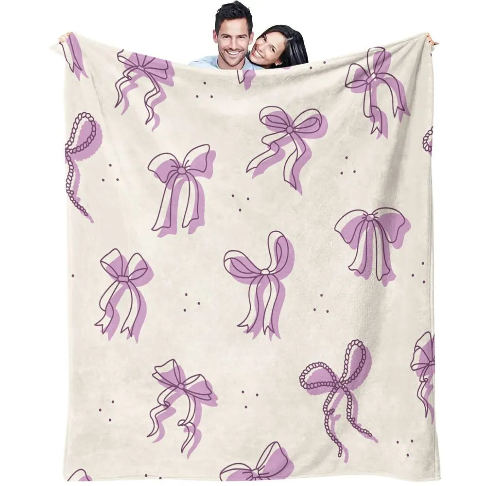 Purple Bow Pattern Multipurpose Throw Blanket