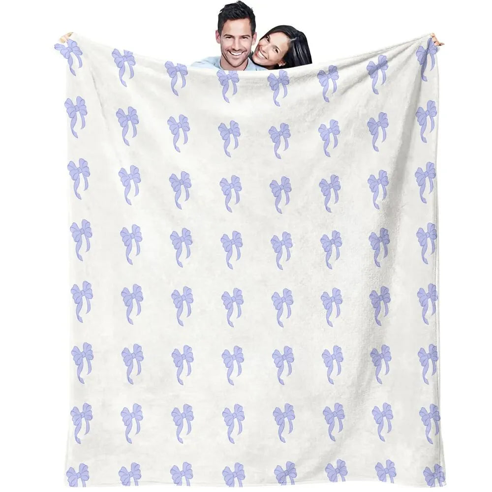 Purple Bow Pattern Multipurpose Throw Blanket