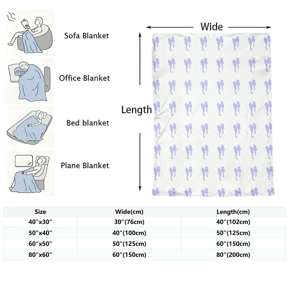 Purple Bow Pattern Multipurpose Throw Blanket