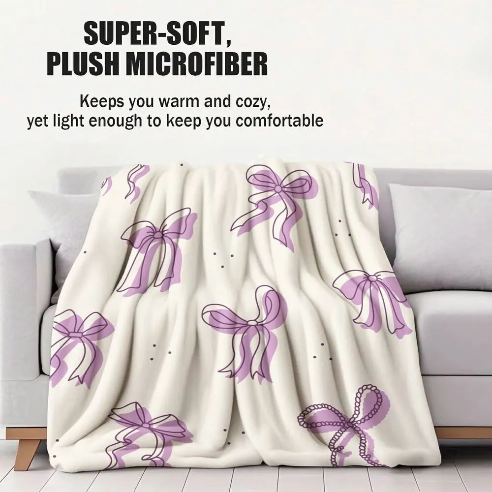Purple Bow Pattern Multipurpose Throw Blanket