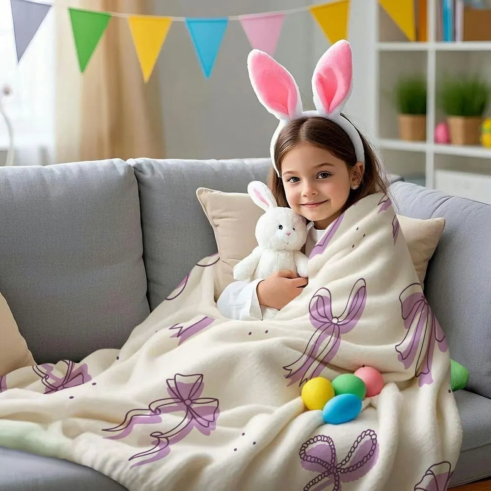 Purple Bow Pattern Multipurpose Throw Blanket