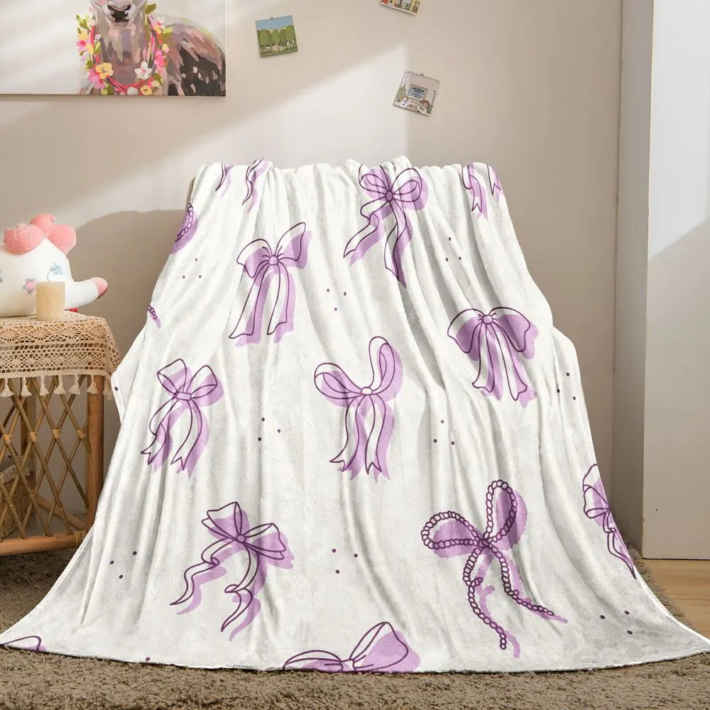 Purple Bow Pattern Multipurpose Throw Blanket