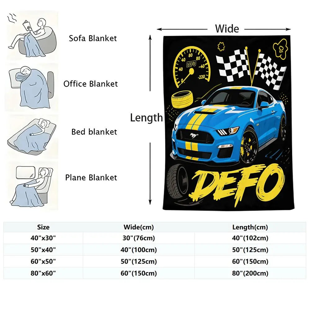 Racing Car "DEFO" Multipurpose Throw Blanket