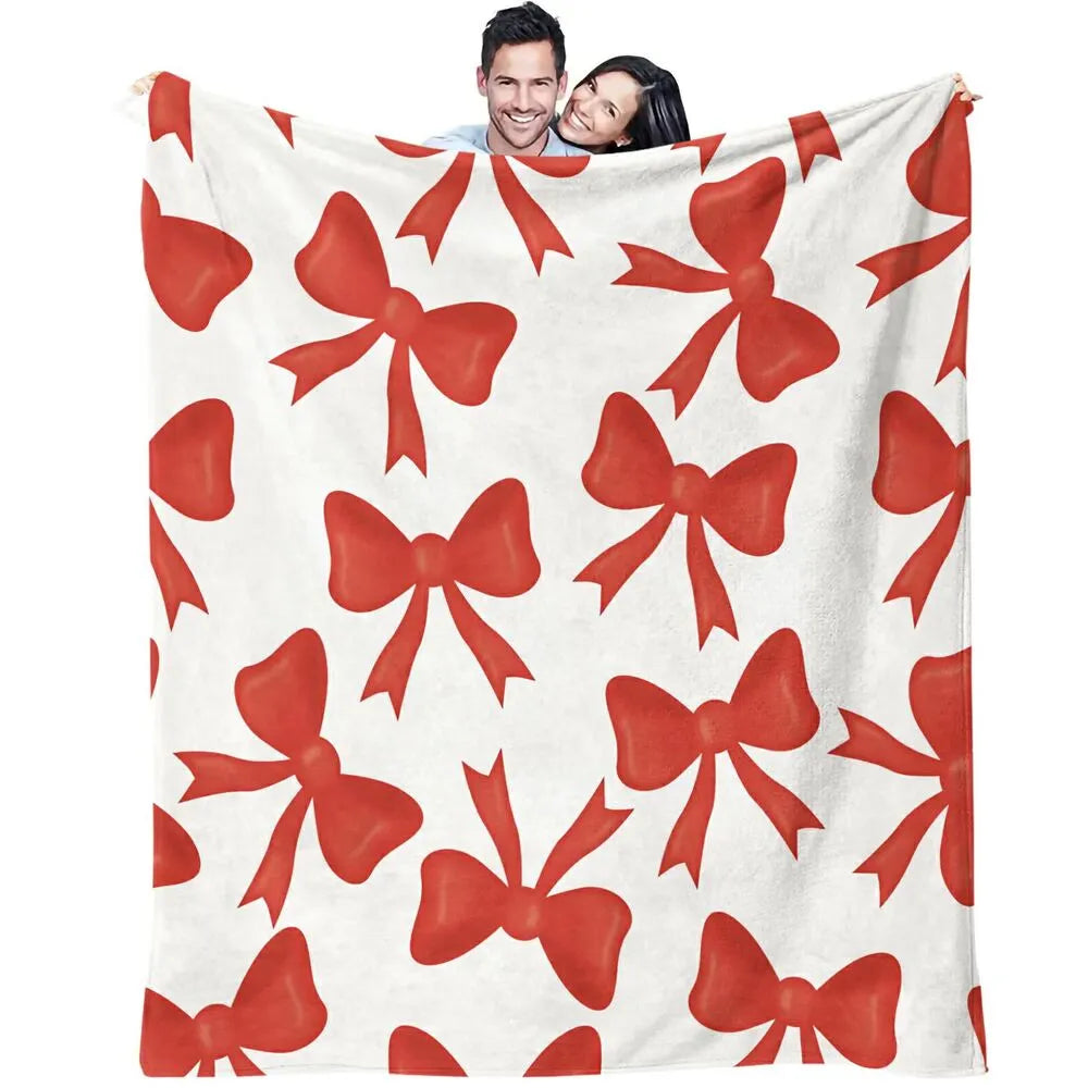 Red Bow Pattern Multipurpose Throw Blanket
