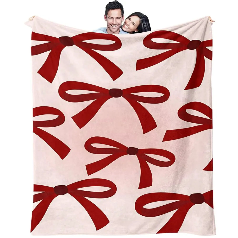 Red Bow Pattern Multipurpose Throw Blanket