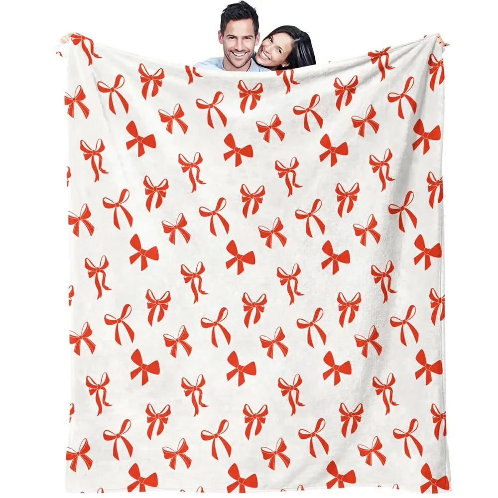 Red Bow Pattern Multipurpose Throw Blanket