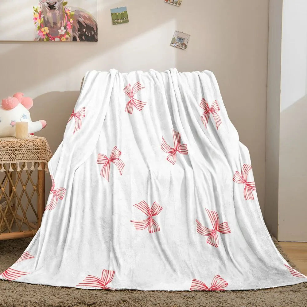 Red Bow Pattern Multipurpose Throw Blanket