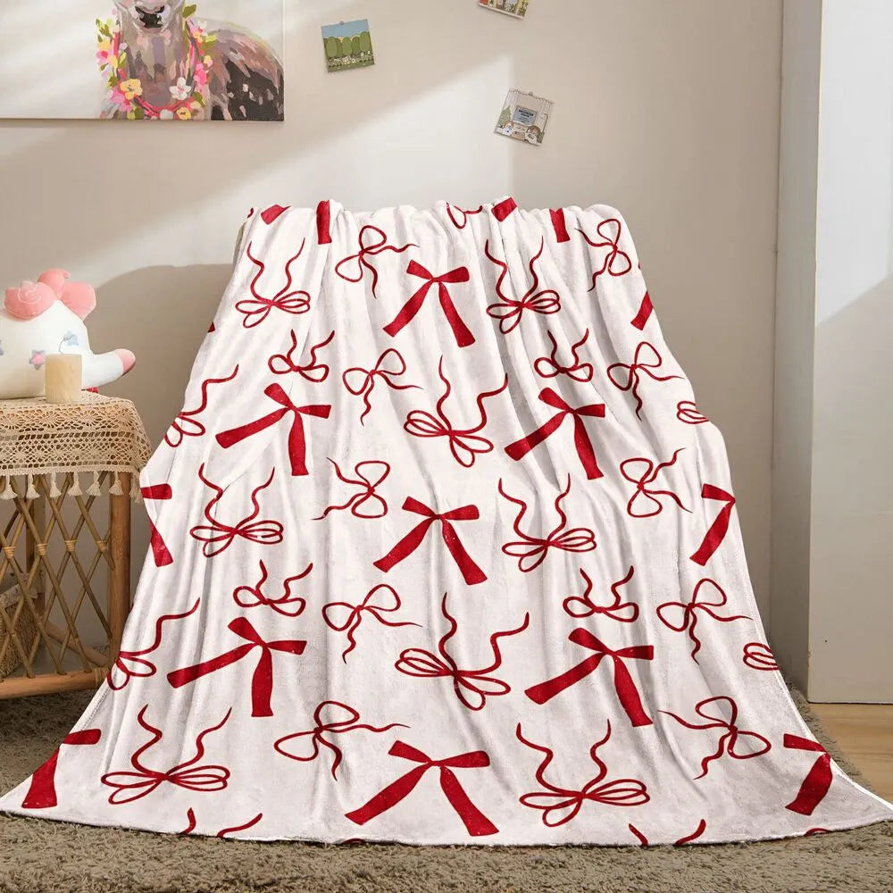 Red Bow Pattern Multipurpose Throw Blanket
