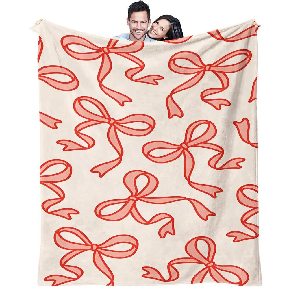 Red Bow Pattern Multipurpose Throw Blanket