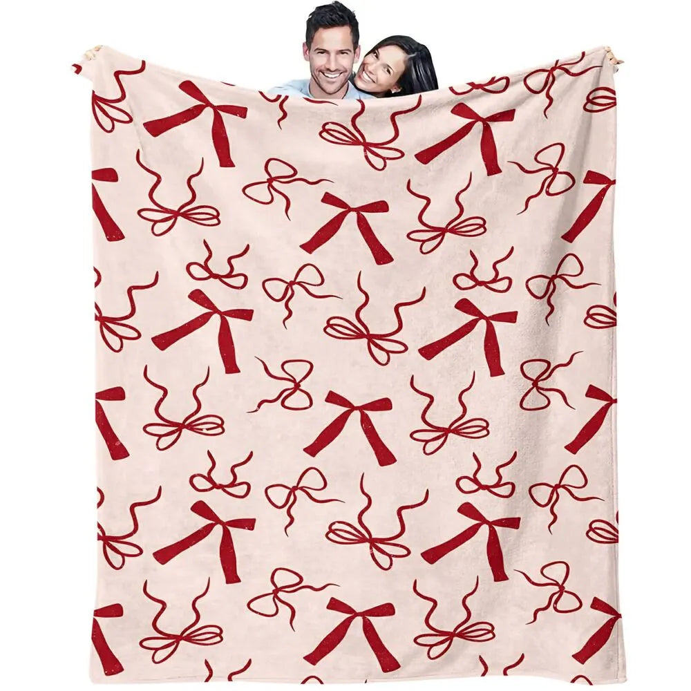 Red Bow Pattern Multipurpose Throw Blanket
