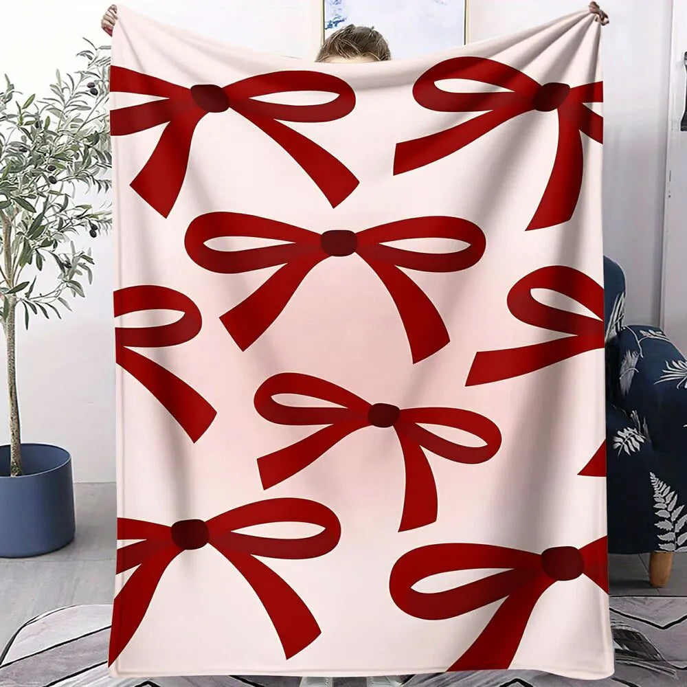 Red Bow Pattern Multipurpose Throw Blanket