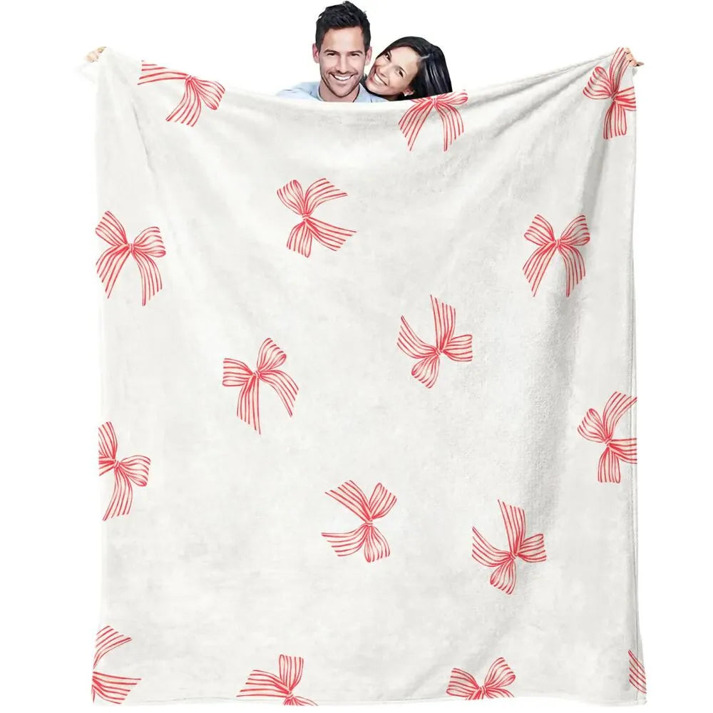 Red Bow Pattern Multipurpose Throw Blanket