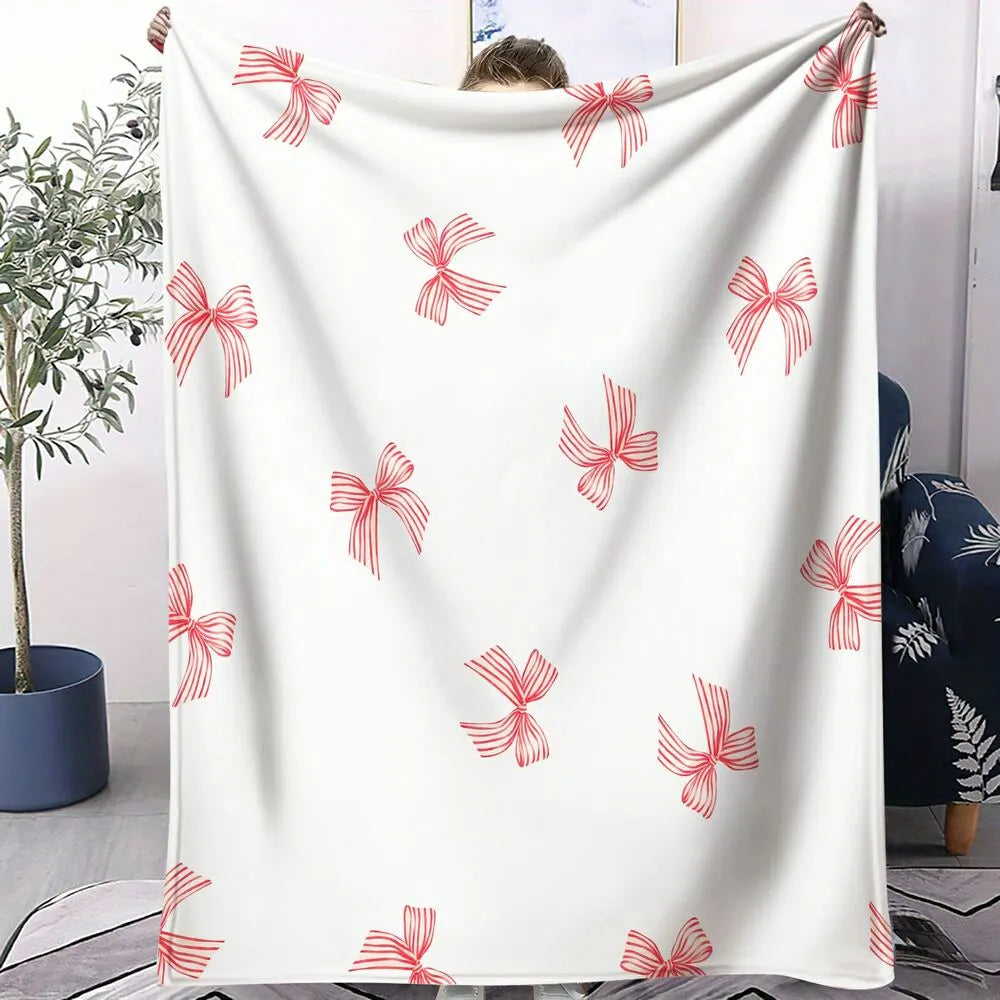 Red Bow Pattern Multipurpose Throw Blanket