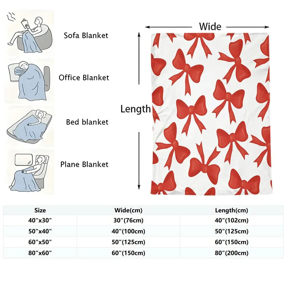 Red Bow Pattern Multipurpose Throw Blanket