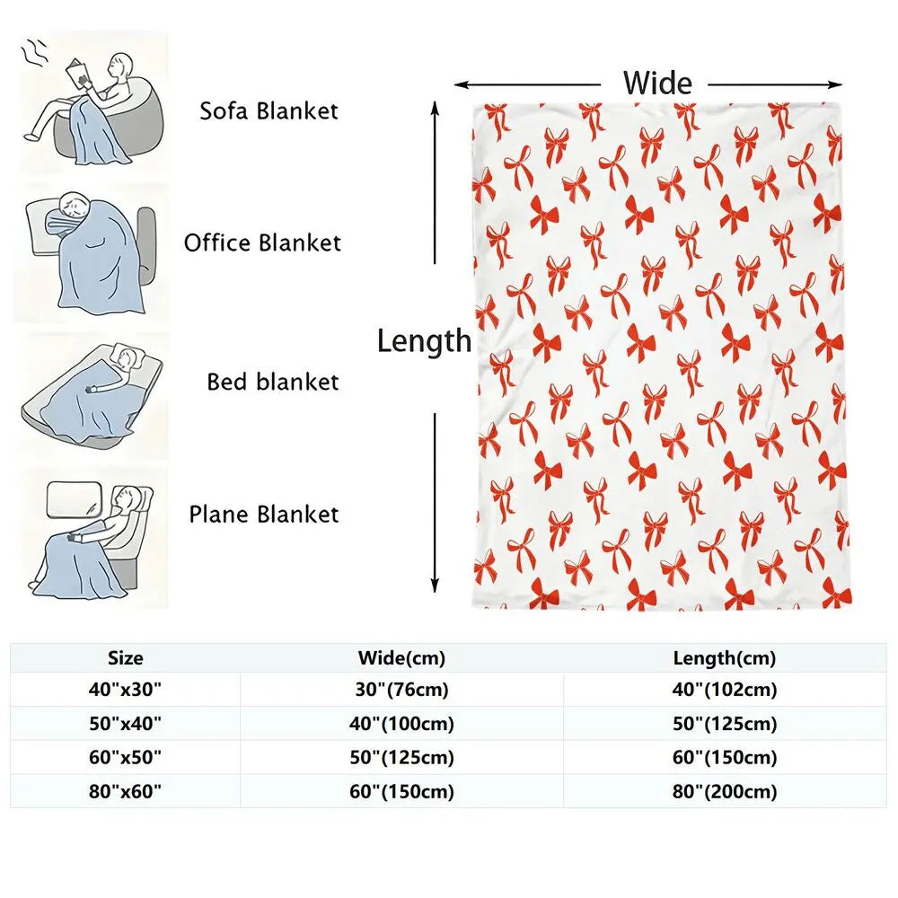 Red Bow Pattern Multipurpose Throw Blanket