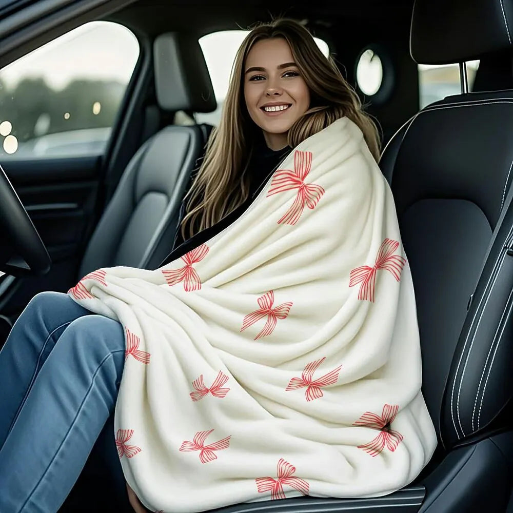Red Bow Pattern Multipurpose Throw Blanket