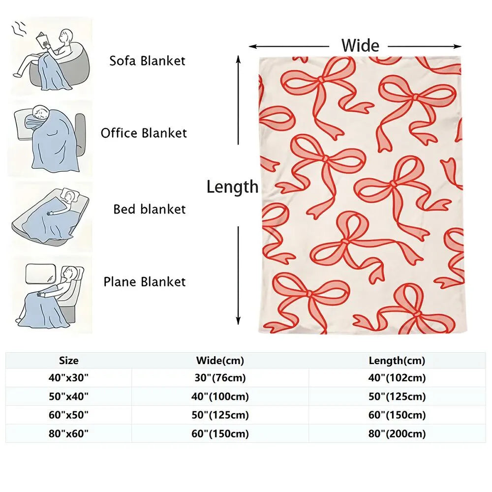Red Bow Pattern Multipurpose Throw Blanket