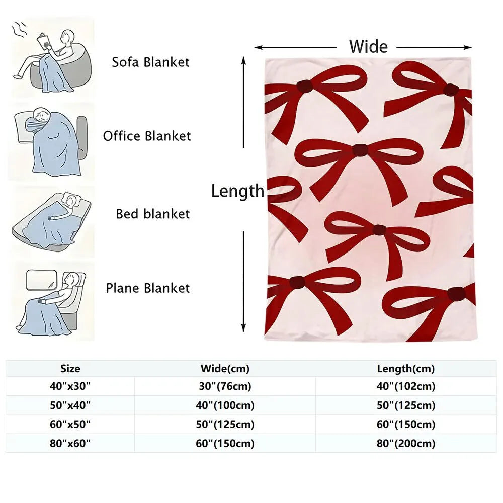 Red Bow Pattern Multipurpose Throw Blanket