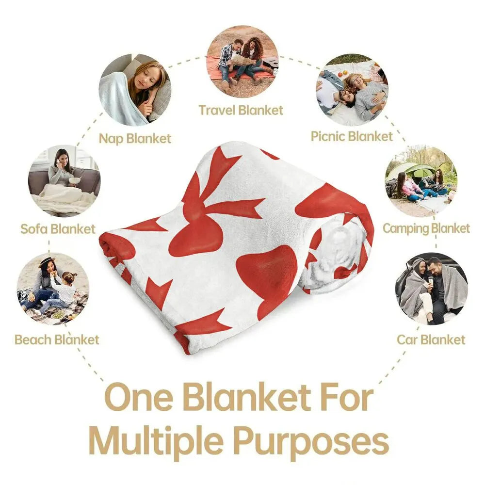 Red Bow Pattern Multipurpose Throw Blanket