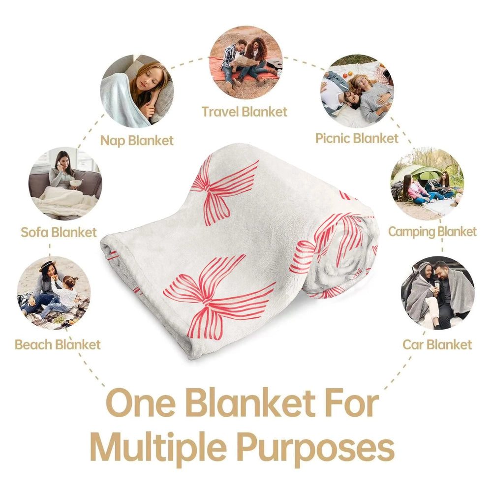 Red Bow Pattern Multipurpose Throw Blanket