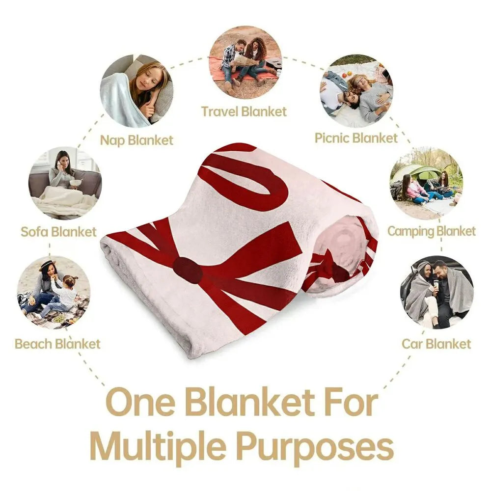 Red Bow Pattern Multipurpose Throw Blanket