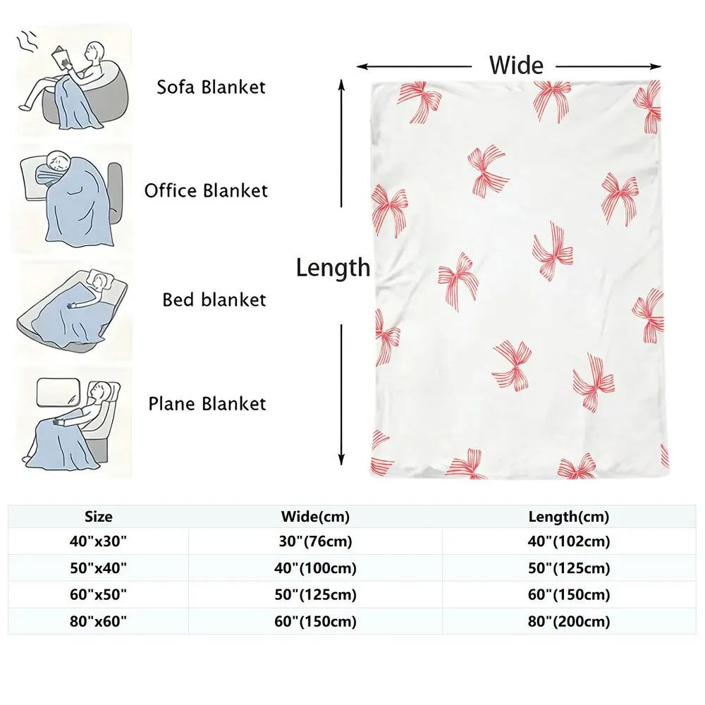 Red Bow Pattern Multipurpose Throw Blanket