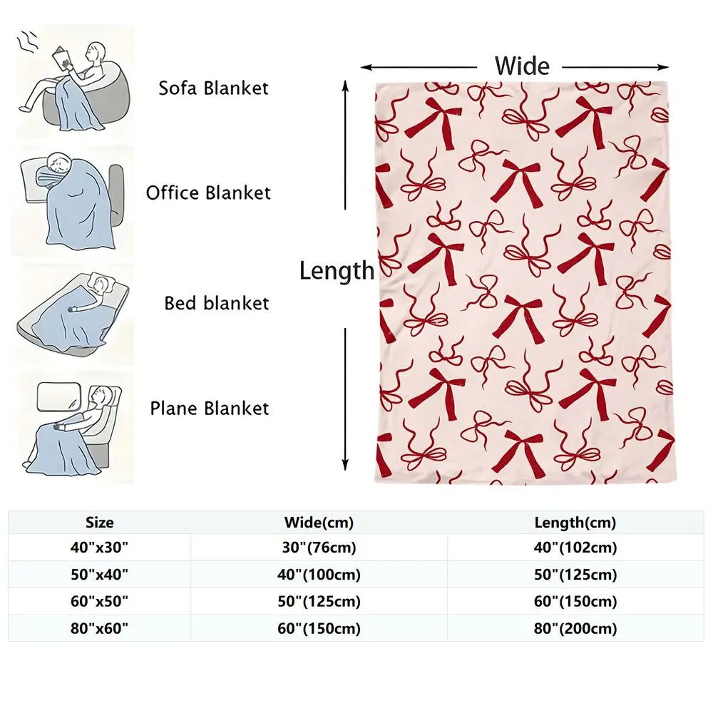 Red Bow Pattern Multipurpose Throw Blanket