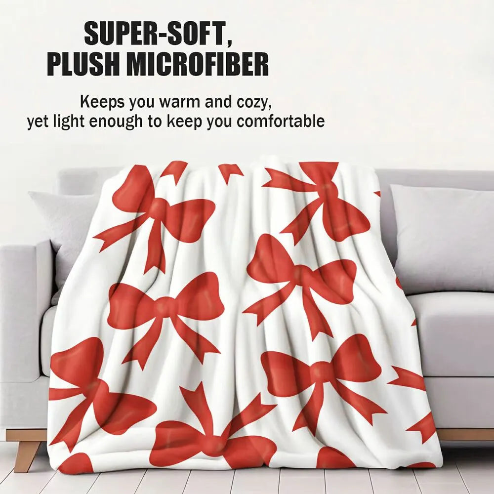 Red Bow Pattern Multipurpose Throw Blanket