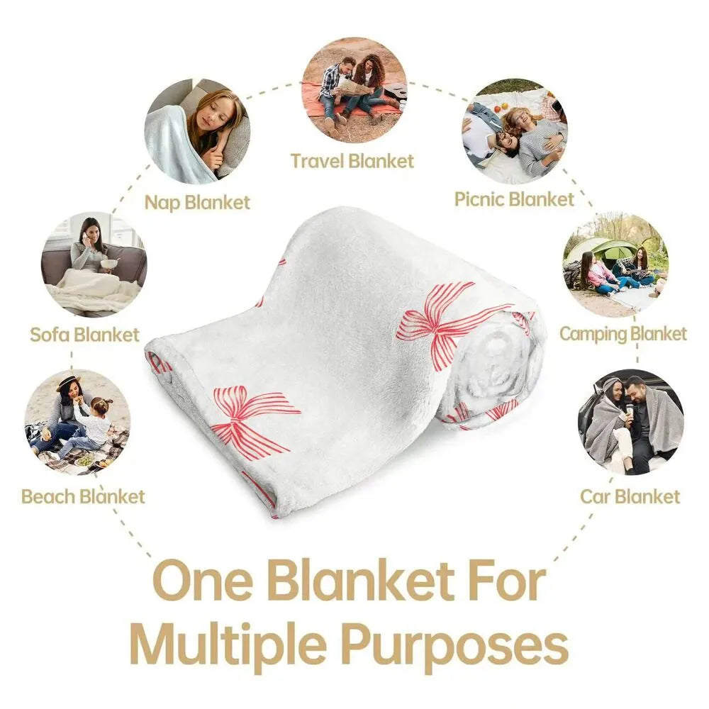 Red Bow Pattern Multipurpose Throw Blanket
