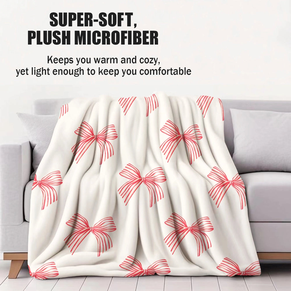 Red Bow Pattern Multipurpose Throw Blanket