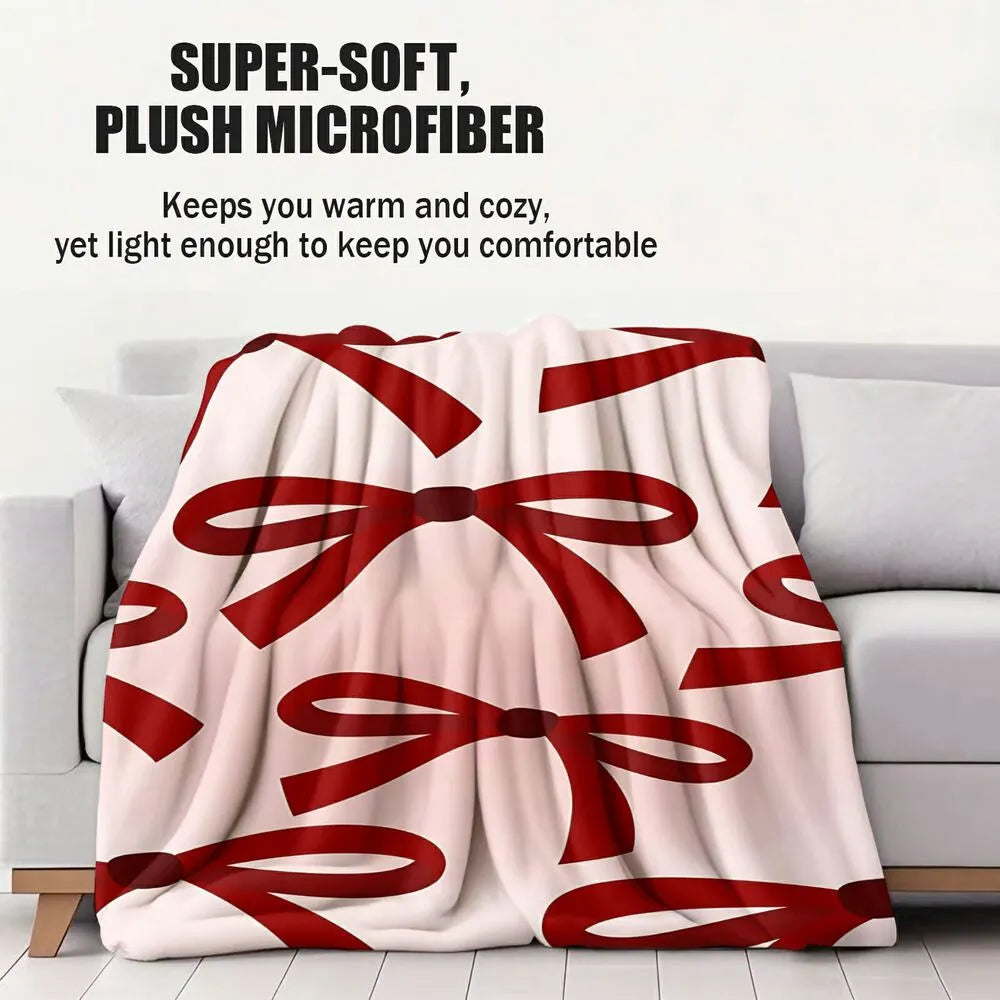 Red Bow Pattern Multipurpose Throw Blanket