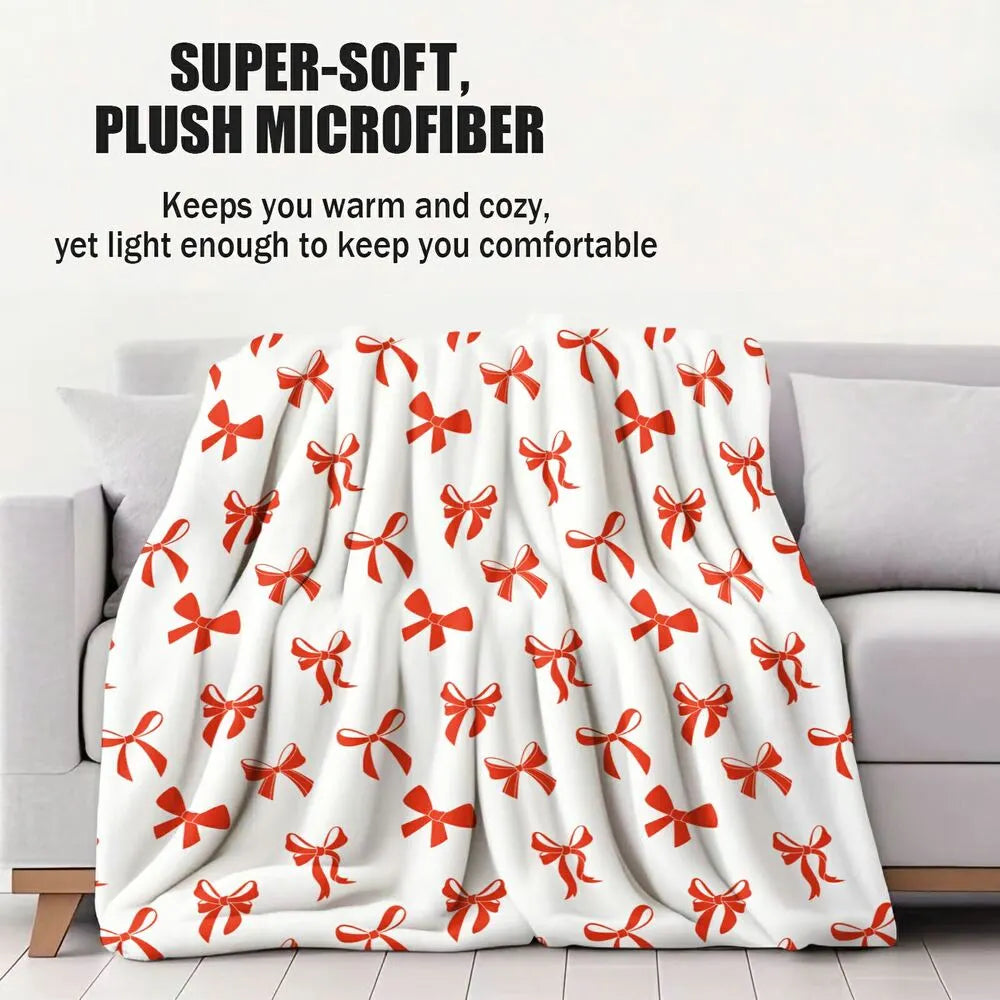 Red Bow Pattern Multipurpose Throw Blanket