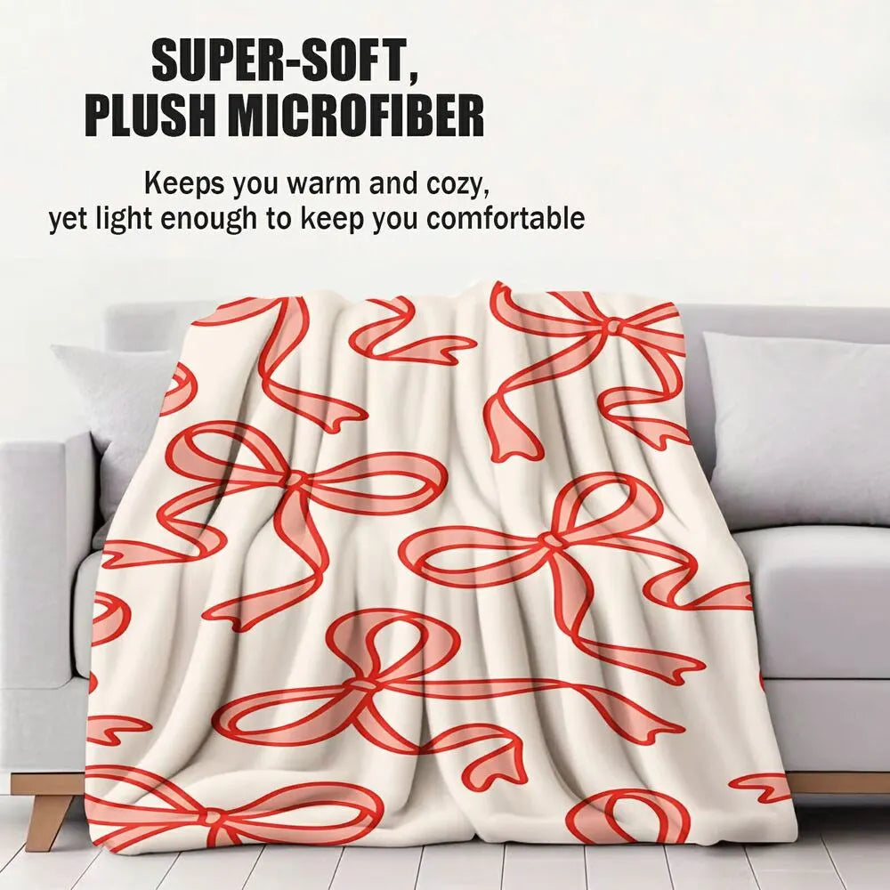 Red Bow Pattern Multipurpose Throw Blanket