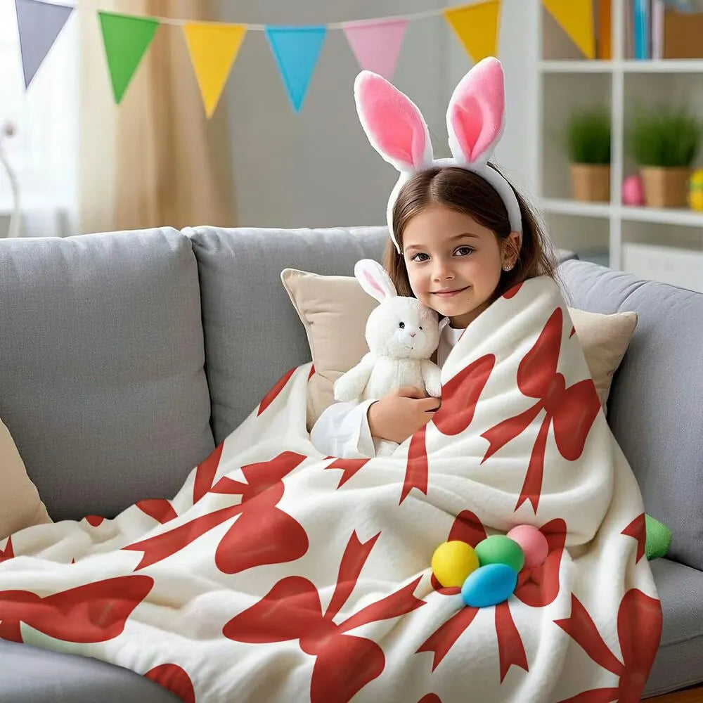 Red Bow Pattern Multipurpose Throw Blanket