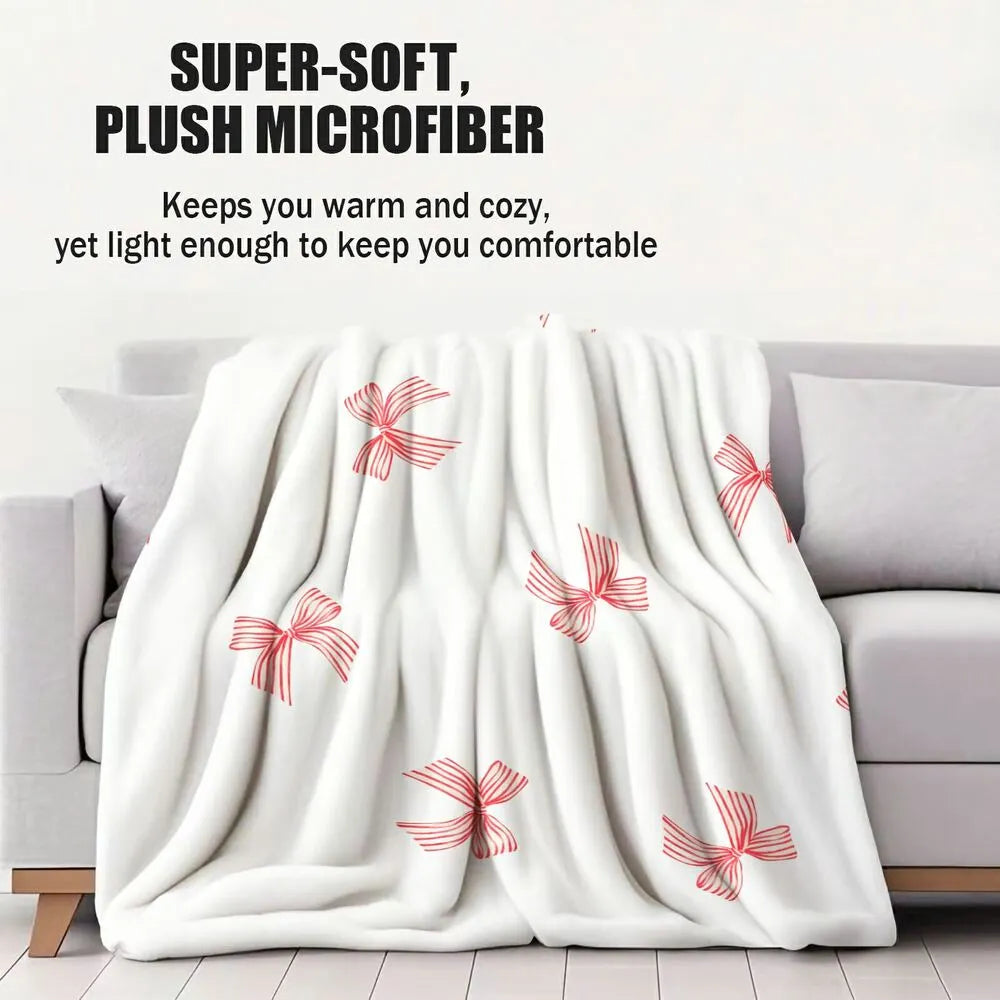 Red Bow Pattern Multipurpose Throw Blanket