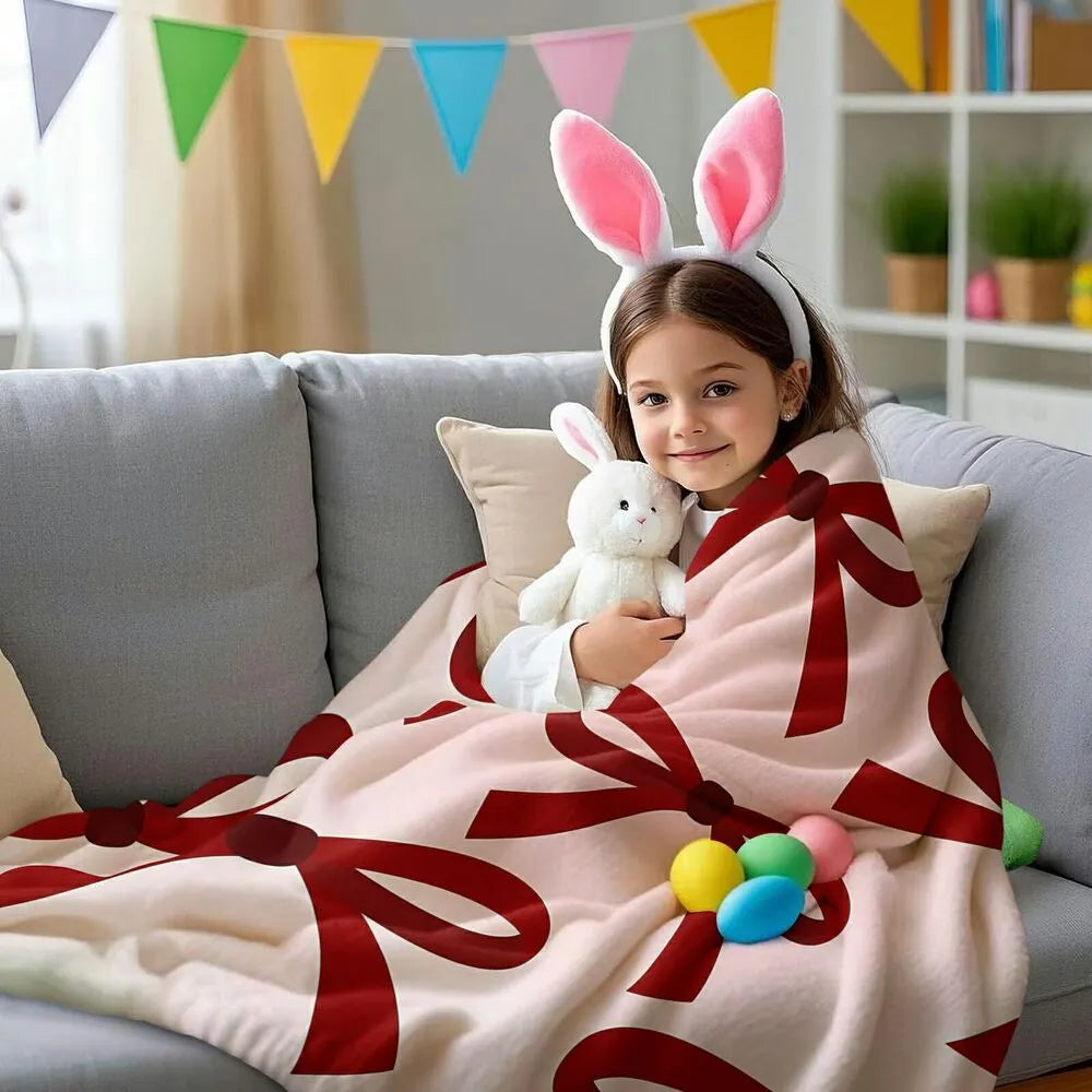 Red Bow Pattern Multipurpose Throw Blanket