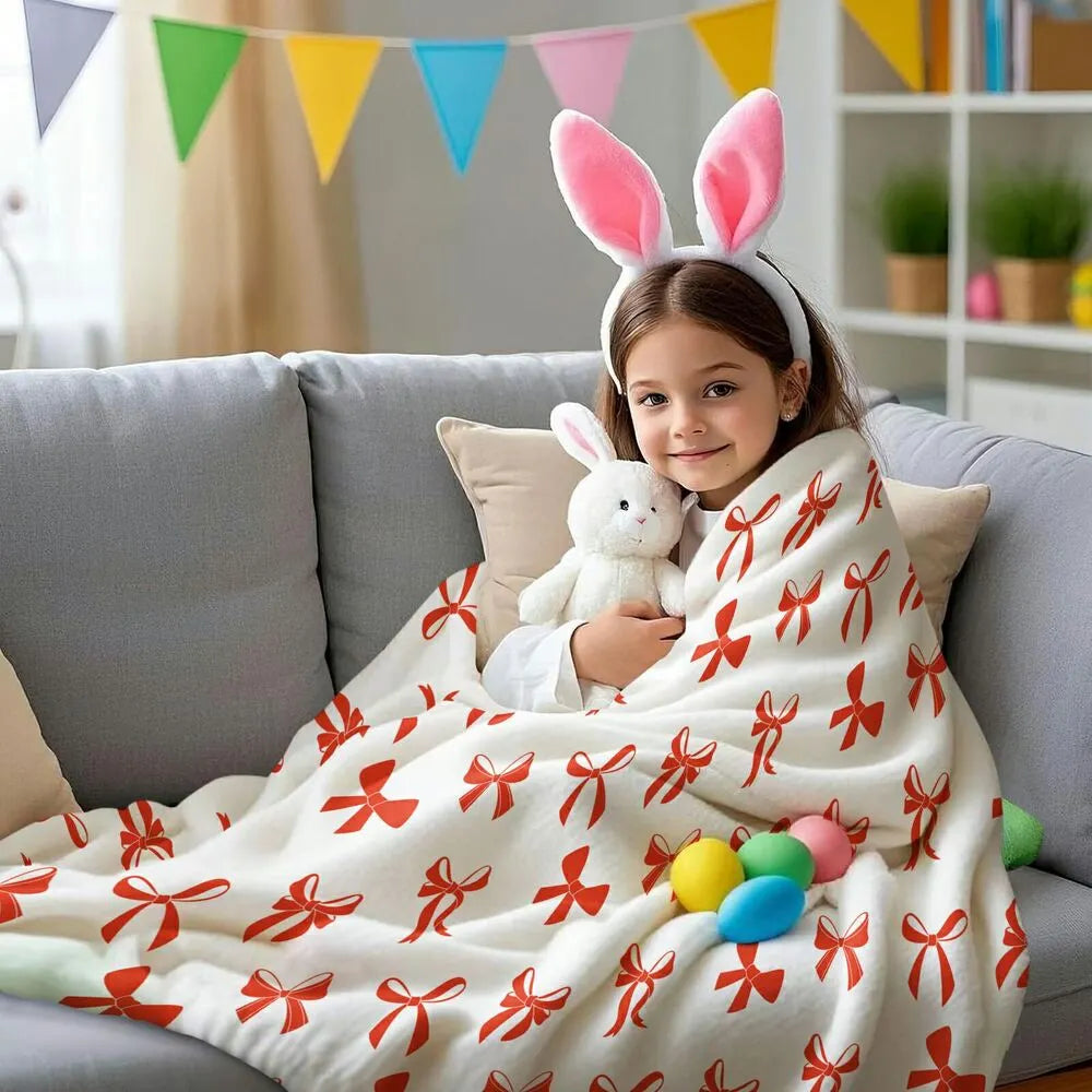 Red Bow Pattern Multipurpose Throw Blanket