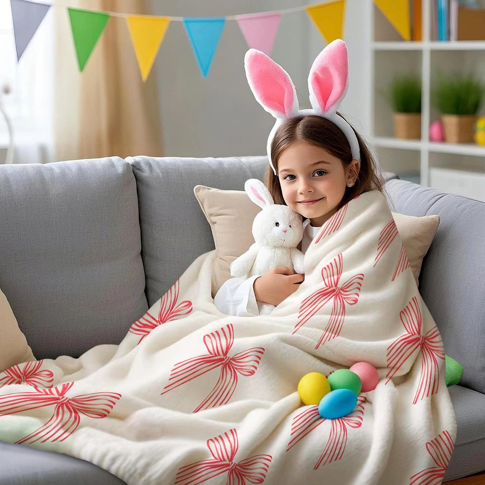 Red Bow Pattern Multipurpose Throw Blanket