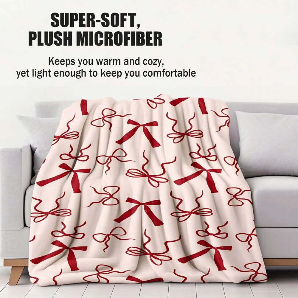 Red Bow Pattern Multipurpose Throw Blanket