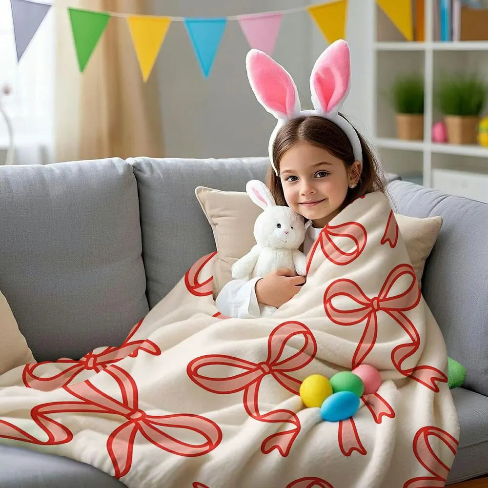 Red Bow Pattern Multipurpose Throw Blanket