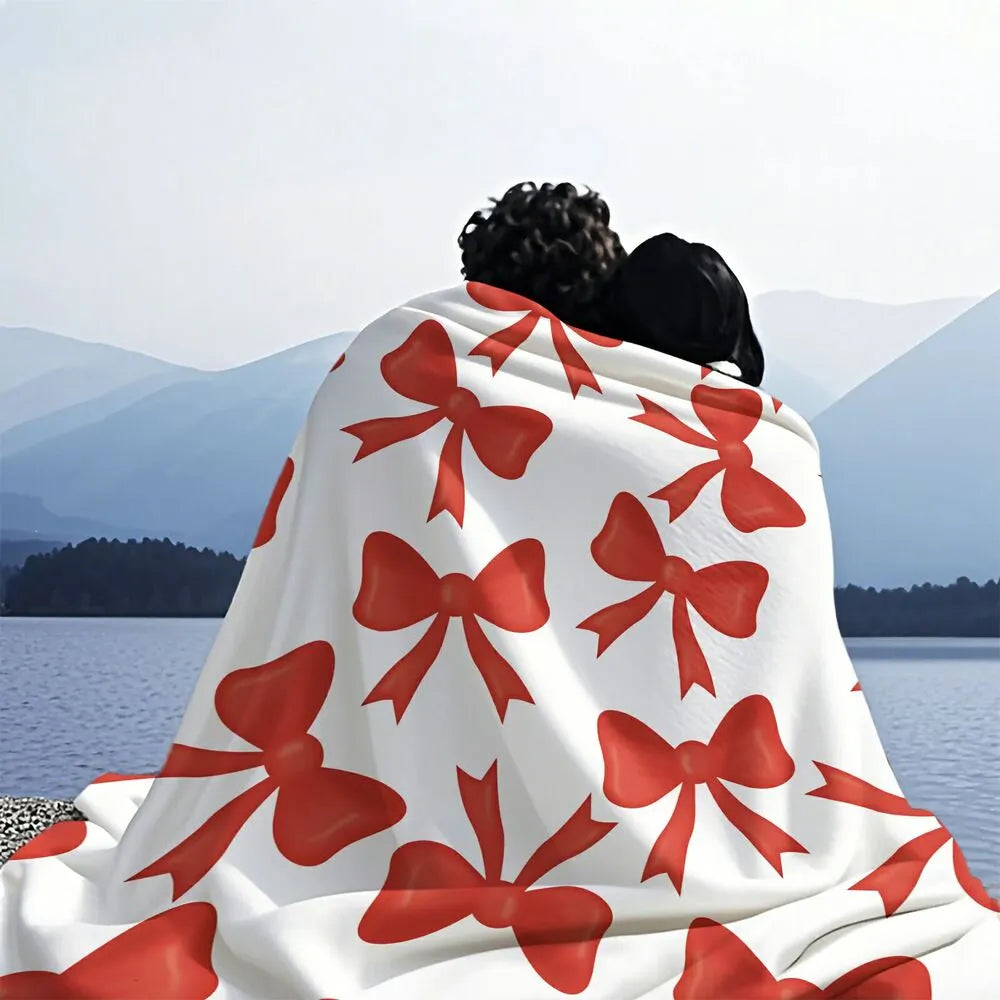 Red Bow Pattern Multipurpose Throw Blanket