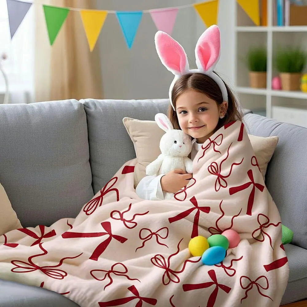 Red Bow Pattern Multipurpose Throw Blanket