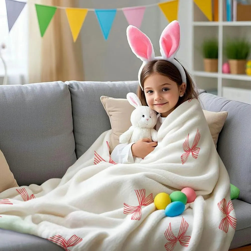 Red Bow Pattern Multipurpose Throw Blanket