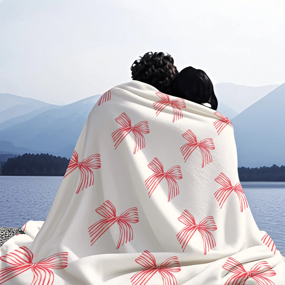 Red Bow Pattern Multipurpose Throw Blanket