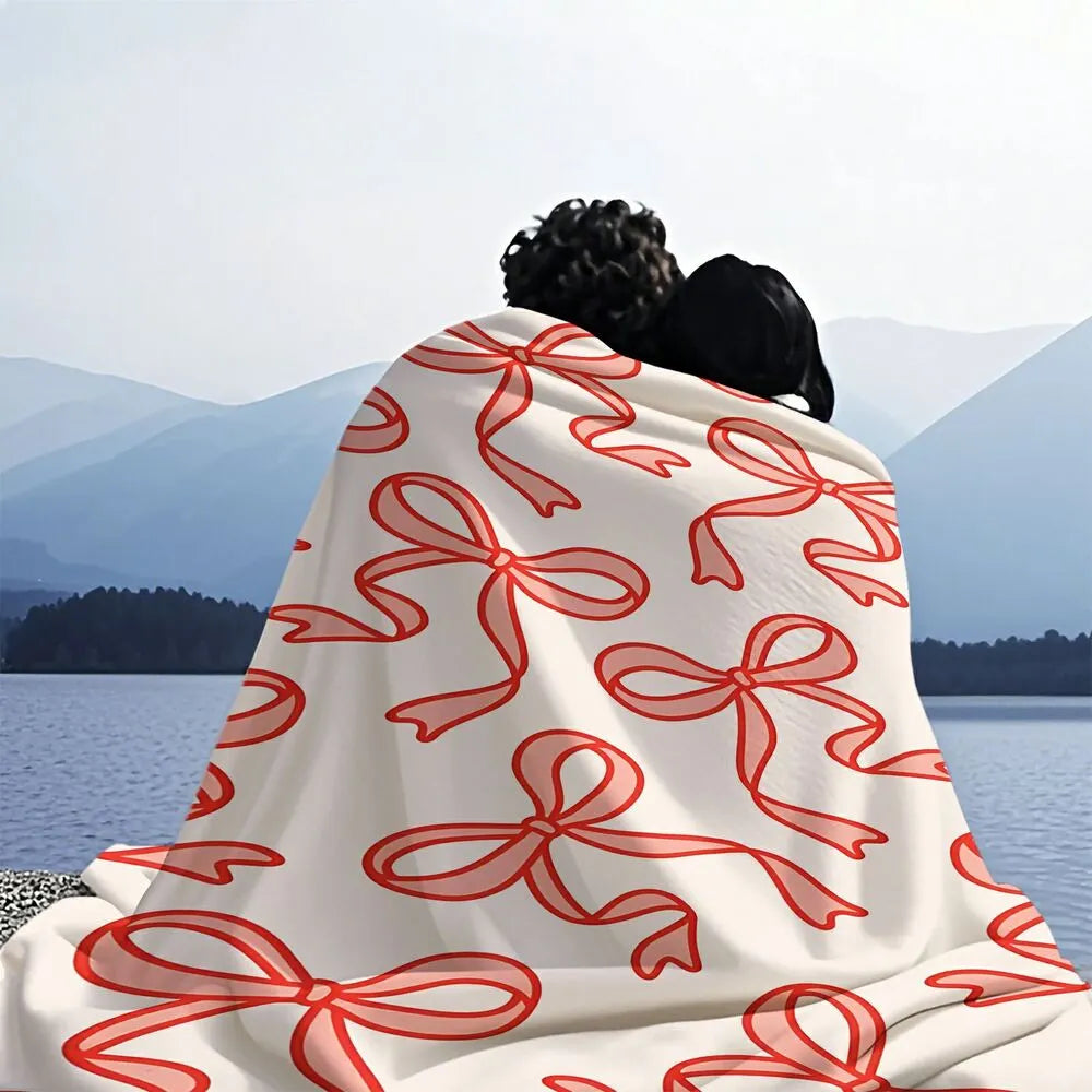 Red Bow Pattern Multipurpose Throw Blanket