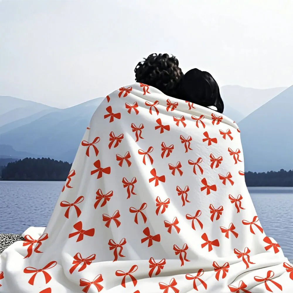 Red Bow Pattern Multipurpose Throw Blanket