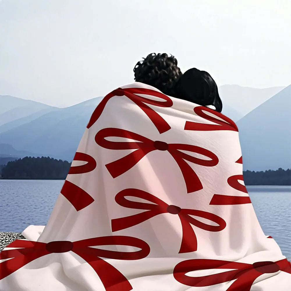 Red Bow Pattern Multipurpose Throw Blanket