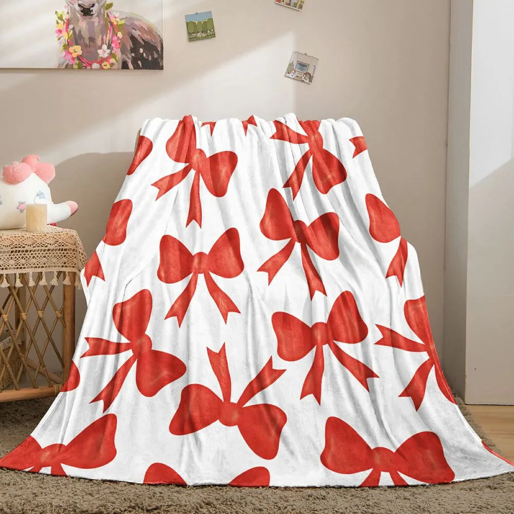 Red Bow Pattern Multipurpose Throw Blanket